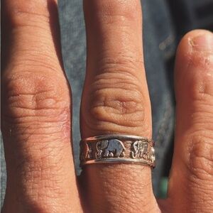 Charming Silver Elephant Band Ring